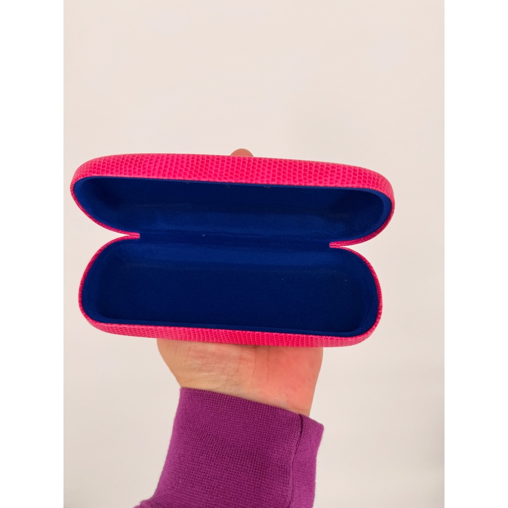 Lilly Pulitzer Pink Snakeskin Hard Eyeglass Case with Blue Interior - Picture 5 of 6